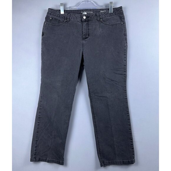 Croft & Barrow Straight Leg Jeans Womens Size 16 Short Classic Fit Stretch Black - Picture 1 of 12